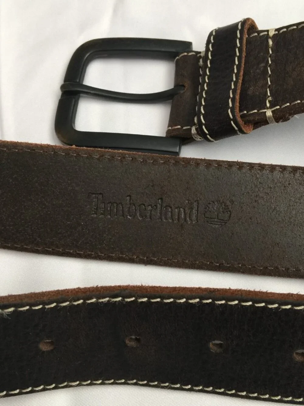 TIMBERLAND LEATHER BELT MENS 34 DARK BROWN 42.25